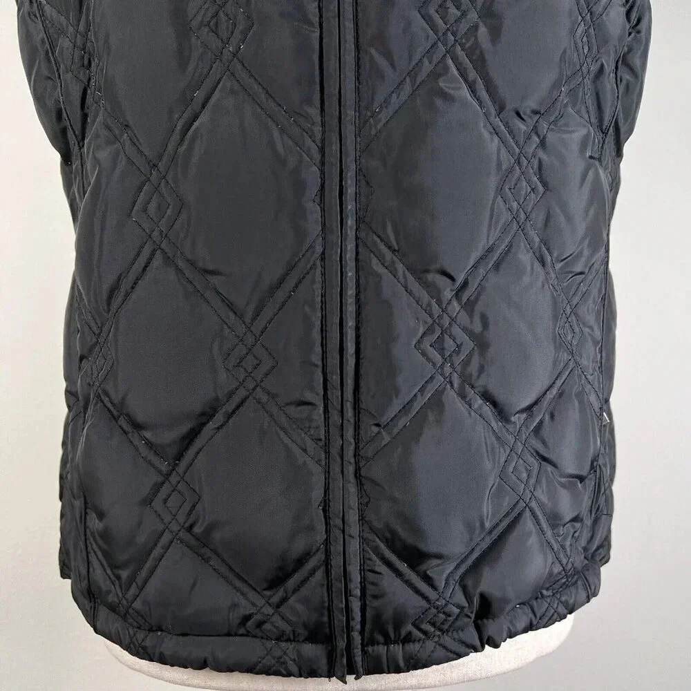 Eddie Bauer Vest Women's Small Black‎ Puffer Diamond Quilted Full Zip Outdoor